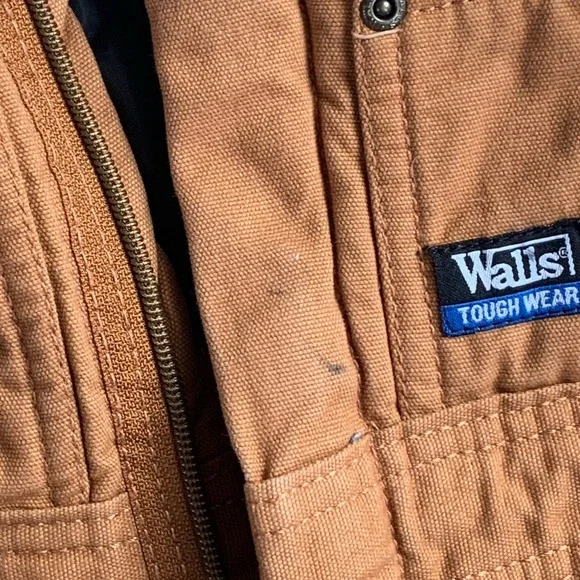 Walls Insulated Bib Overalls Canvas Youth Medium Tough Wear Brown - Picture 5 of 8